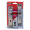 Three Lever Lock Set, #8 Lady-Star, Satin and Black Nickel