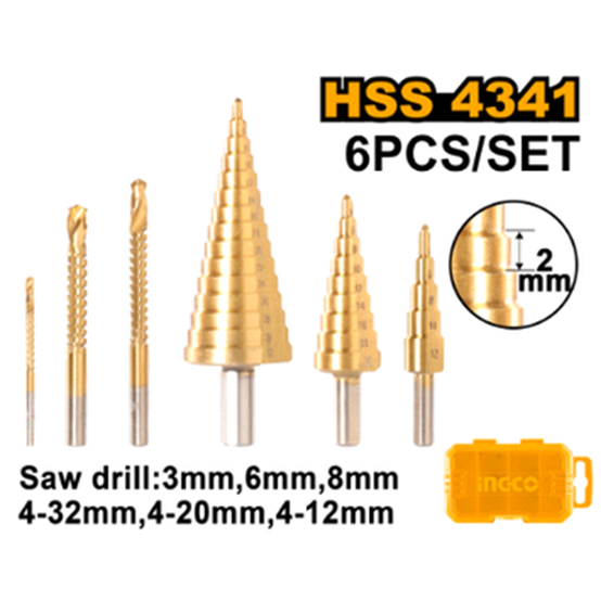 Step drill bit set