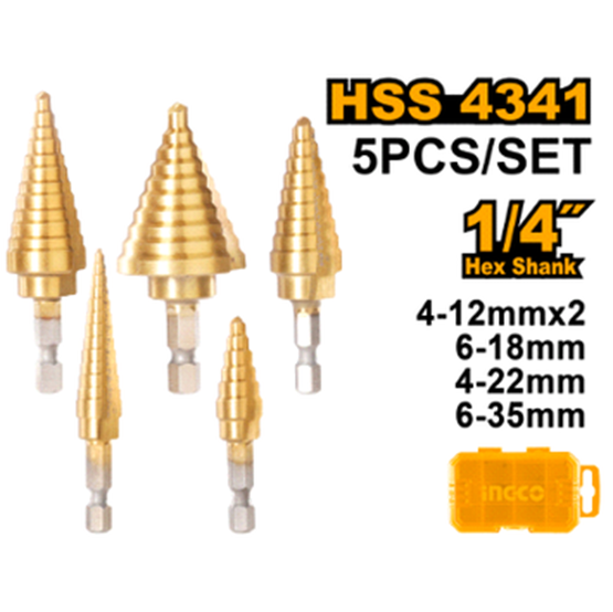 Step drill bit set
